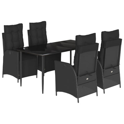 Set da Pranzo da Giardino 5 pz Nero con Cuscini in Polyrattan - homemem39