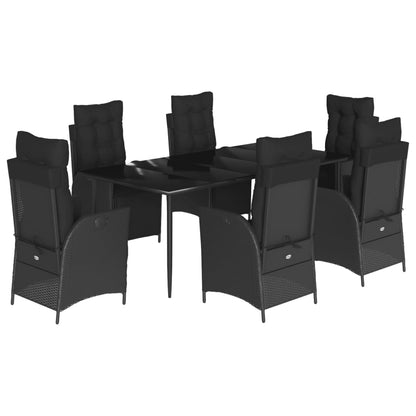 Set da Pranzo da Giardino 7 pz Nero con Cuscini in Polyrattan - homemem39