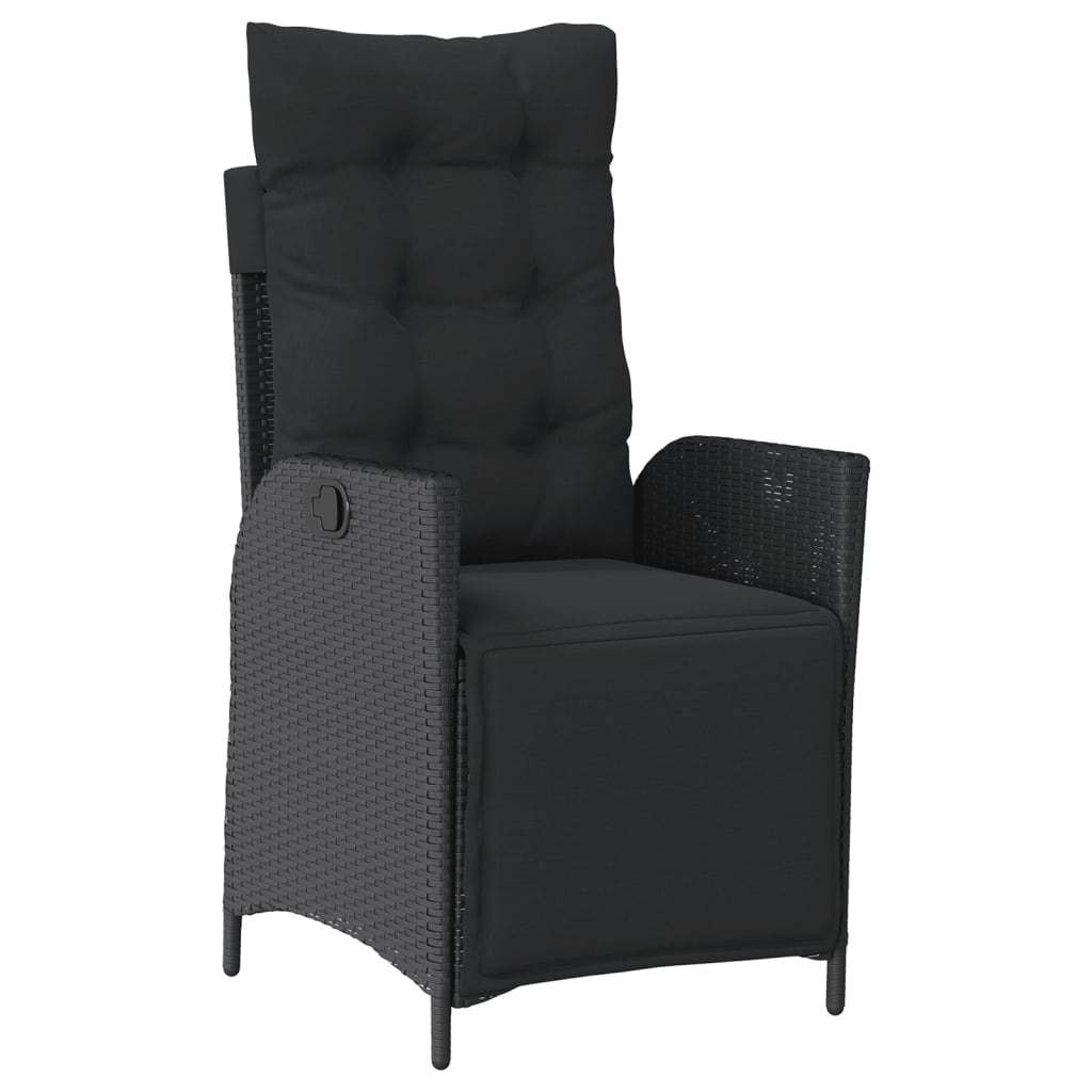 Set da Pranzo da Giardino 5 pz Nero con Cuscini in Polyrattan | homemem39