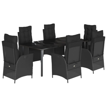 Set da Pranzo da Giardino 7 pz Nero con Cuscini in Polyrattan - homemem39