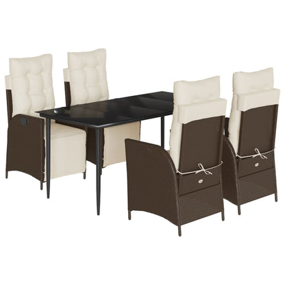 Set da Pranzo da Giardino 5pz con Cuscini in Polyrattan Marrone - homemem39