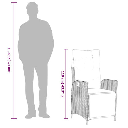 Set da Pranzo da Giardino 9pz con Cuscini Marrone in Polyrattan - homemem39