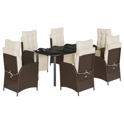 Set da Pranzo da Giardino 7pz con Cuscini in Polyrattan Marrone - homemem39