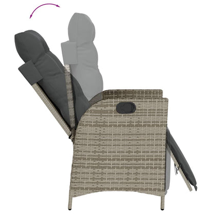 Set da Pranzo da Giardino 3 pz con Cuscini in Polyrattan Grigio