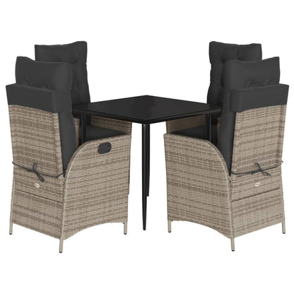 Set da Pranzo da Giardino 5 pz con Cuscini in Polyrattan Grigio - homemem39