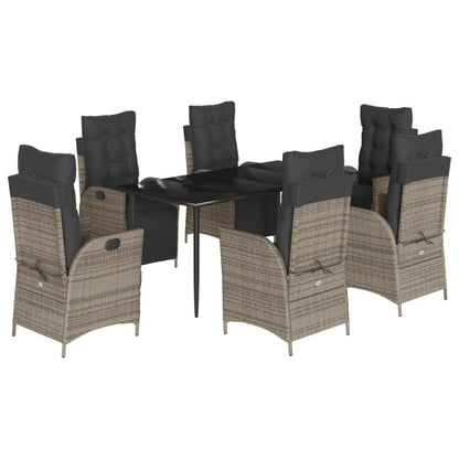 Set da Pranzo da Giardino 7 pz con Cuscini in Polyrattan Grigio - homemem39