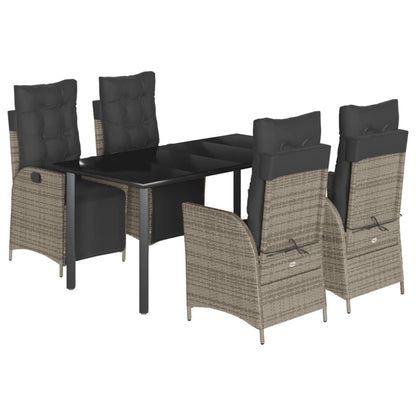 Set da Pranzo da Giardino 5 pz con Cuscini in Polyrattan Grigio - homemem39