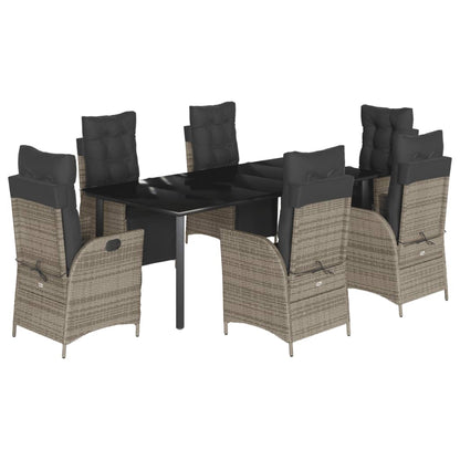 Set da Pranzo da Giardino 7 pz con Cuscini in Polyrattan Grigio - homemem39