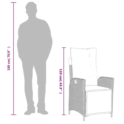 Set da Pranzo da Giardino 9 pz con Cuscini in Polyrattan Grigio - homemem39