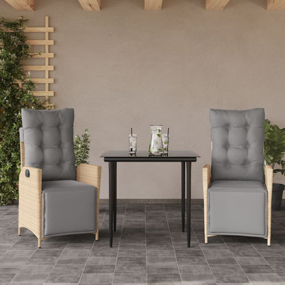 Set Pranzo da Giardino 3 pz con Cuscini Beige Misto Polyrattan - homemem39