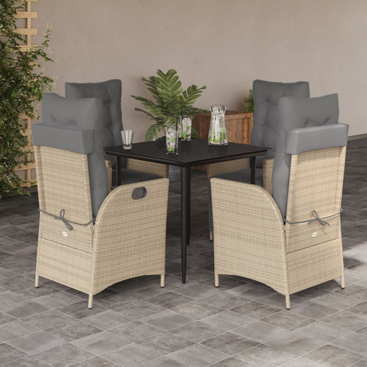 Set Pranzo da Giardino 5 pz con Cuscini Beige Misto Polyrattan - homemem39
