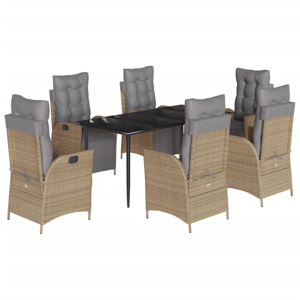 Set Pranzo da Giardino 7 pz con Cuscini Beige Misto Polyrattan - homemem39