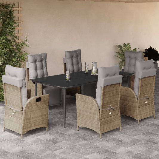 Set Pranzo da Giardino 7 pz con Cuscini Beige Misto Polyrattan - homemem39