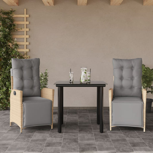 Set Pranzo da Giardino 3 pz con Cuscini Beige Misto Polyrattan - homemem39