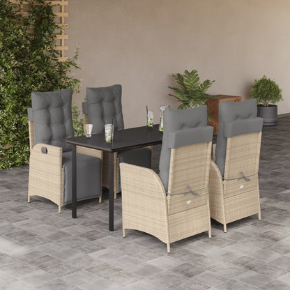 Set Pranzo da Giardino 5 pz con Cuscini Beige Misto Polyrattan - homemem39