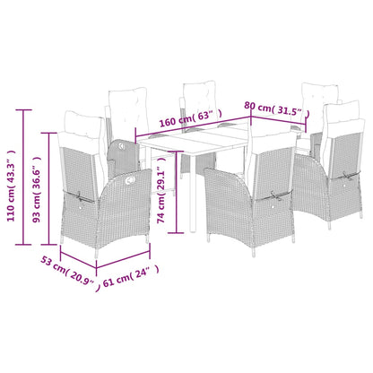 Set Pranzo da Giardino 7 pz con Cuscini Beige Misto Polyrattan | homemem39