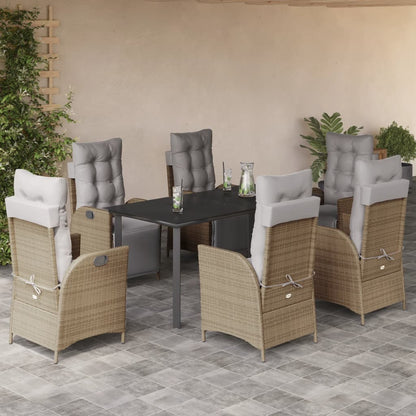 Set Pranzo da Giardino 7 pz con Cuscini Beige Misto Polyrattan - homemem39