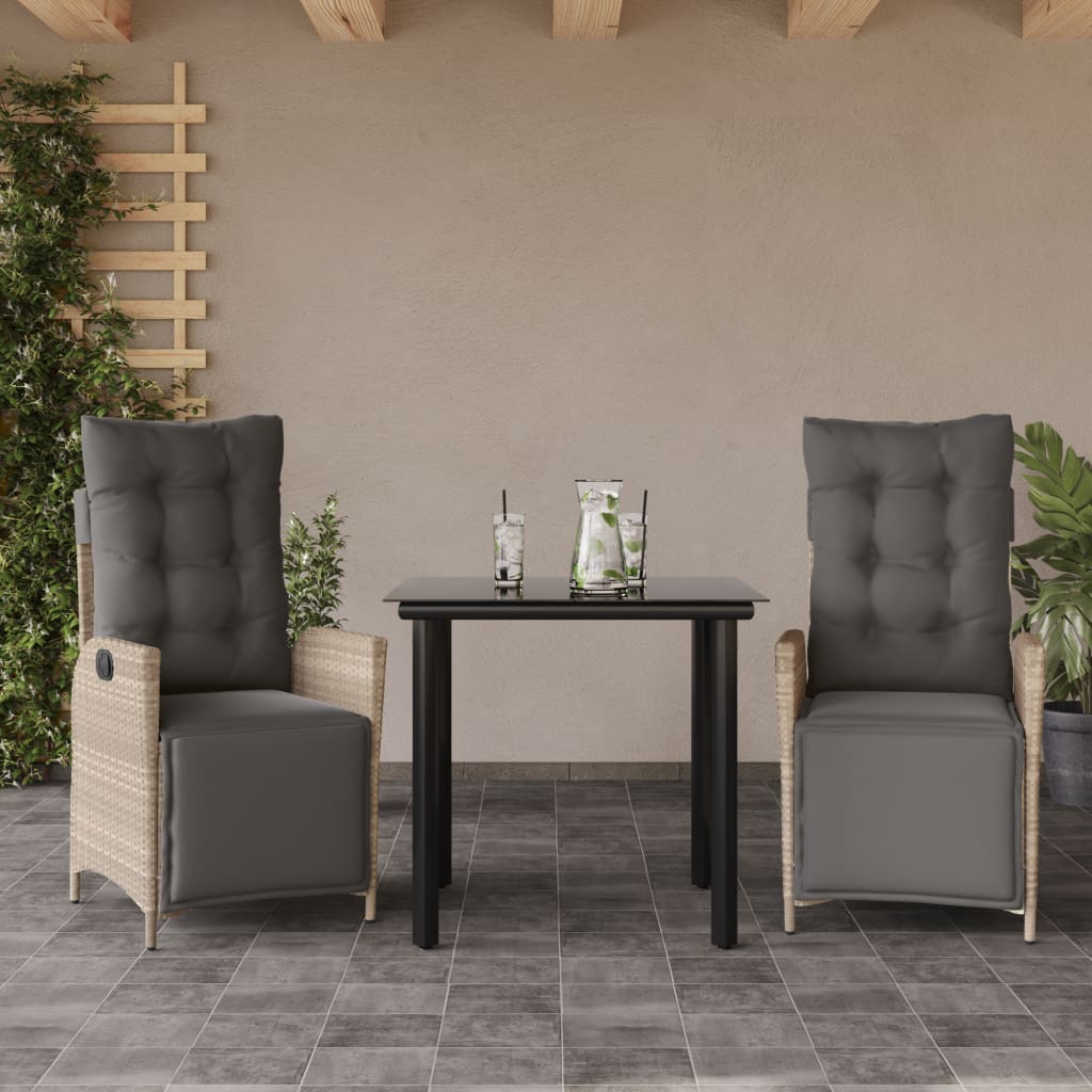 Set Pranzo da Giardino 3pz con Cuscini