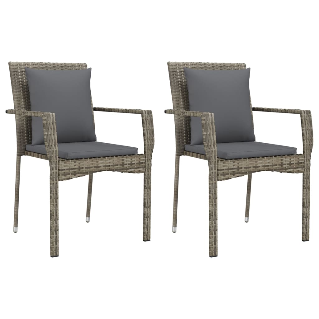 Set da Pranzo da Giardino 7 pz con Cuscini in Polyrattan Grigio | homemem39