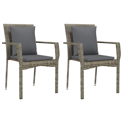 Set da Pranzo da Giardino 7 pz con Cuscini in Polyrattan Grigio | homemem39