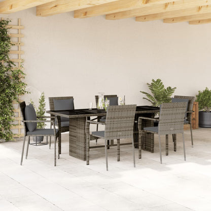 Set da Pranzo da Giardino 7 pz con Cuscini in Polyrattan Grigio - homemem39