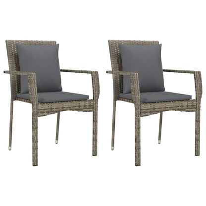 Set da Pranzo da Giardino 9 pz con Cuscini in Polyrattan Grigio | homemem39