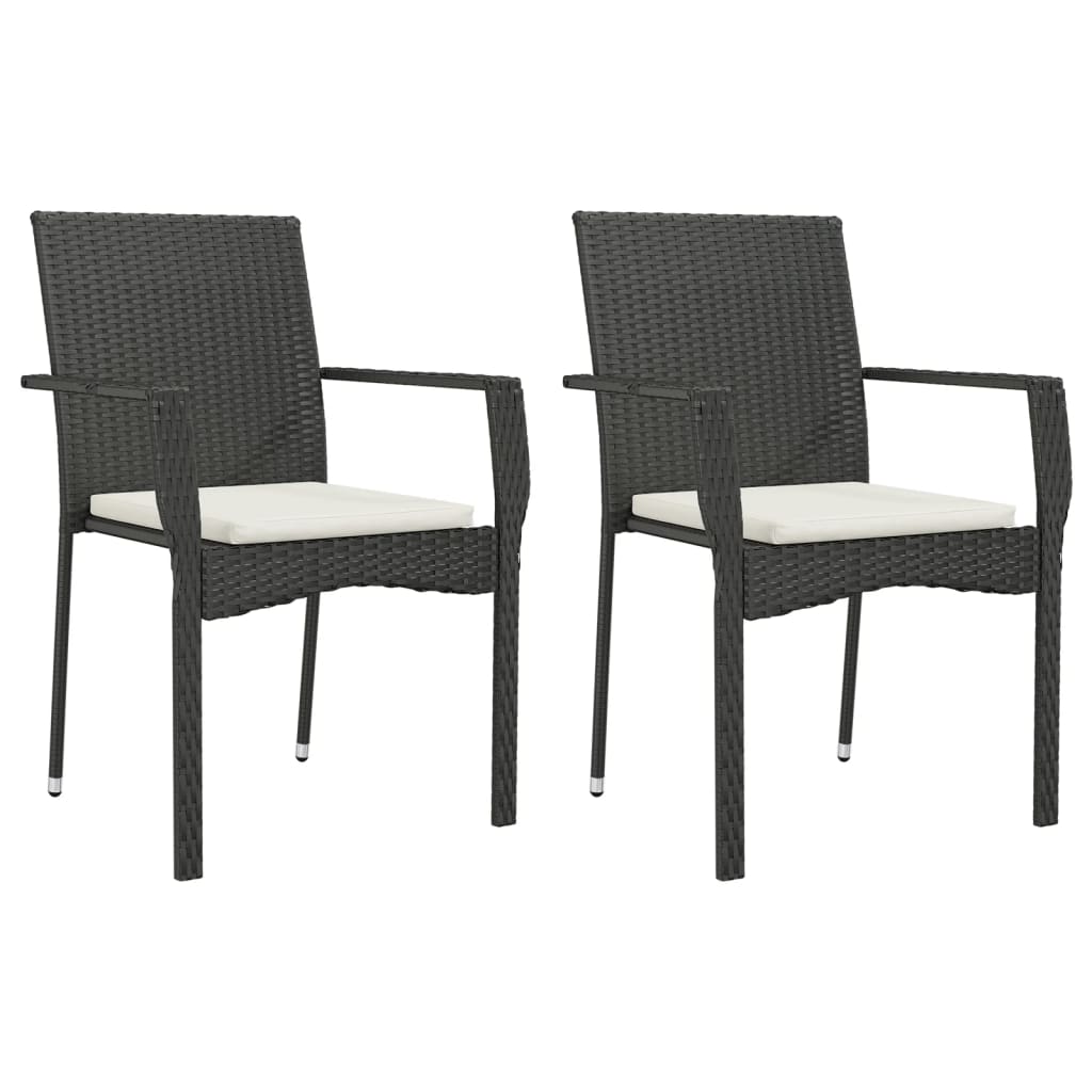 Set da Pranzo da Giardino 9 pz con Cuscini Nero in Polyrattan - homemem39