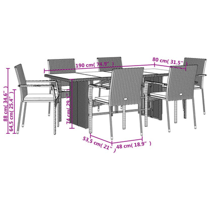 Set da Pranzo da Giardino 7 pz con Cuscini in Polyrattan Grigio | homemem39
