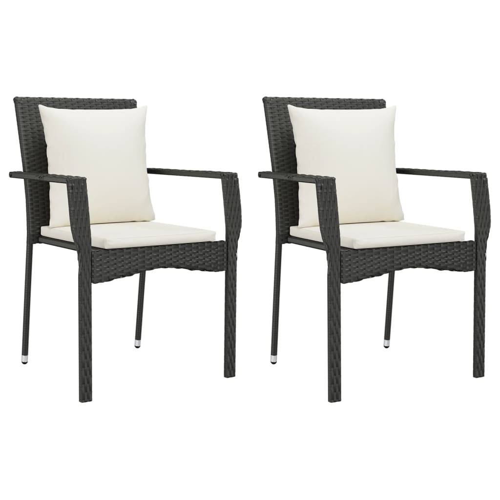 Set da Pranzo da Giardino 7 pz Nero con Cuscini in Polyrattan - homemem39