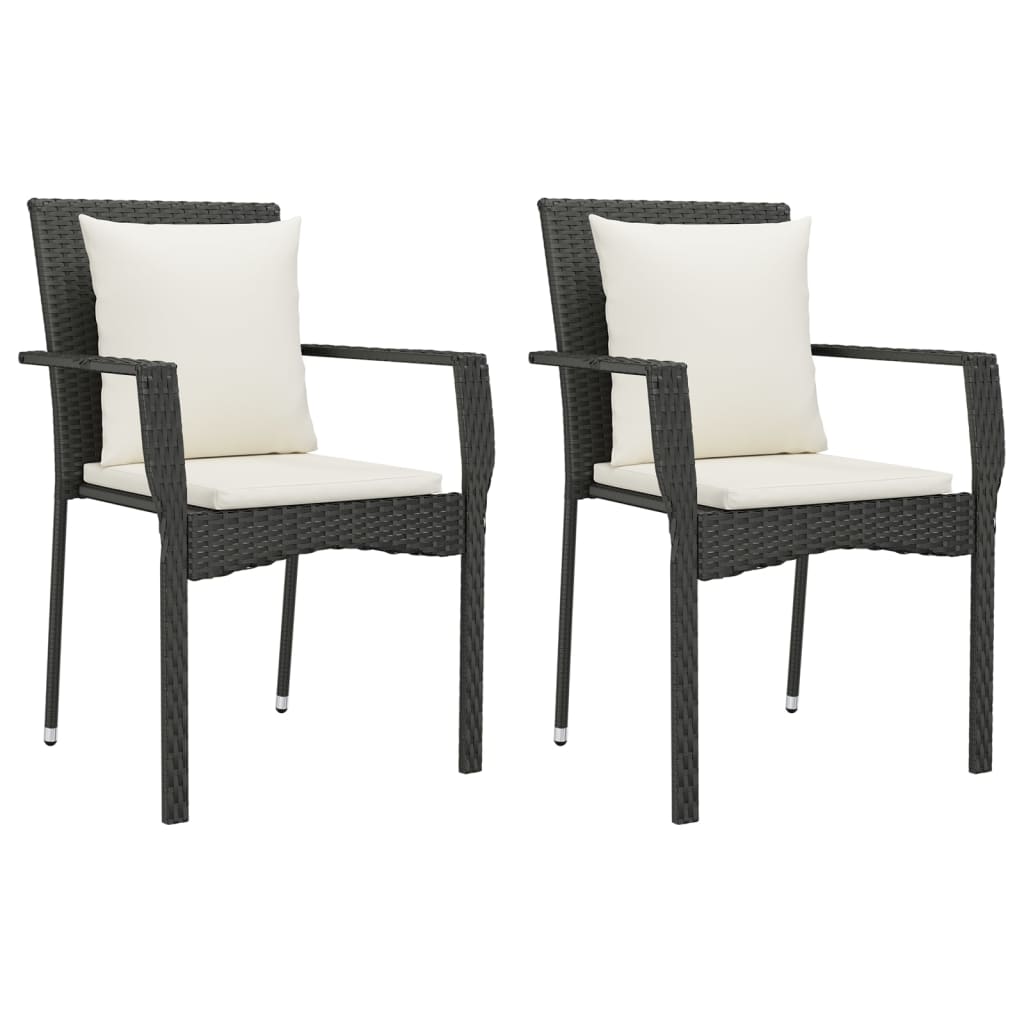 Set da Pranzo da Giardino 9 pz con Cuscini Nero in Polyrattan - homemem39