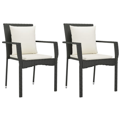 Set da Pranzo da Giardino 9 pz con Cuscini Nero in Polyrattan - homemem39