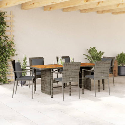 Set da Pranzo da Giardino 7 pz con Cuscini in Polyrattan Grigio | homemem39