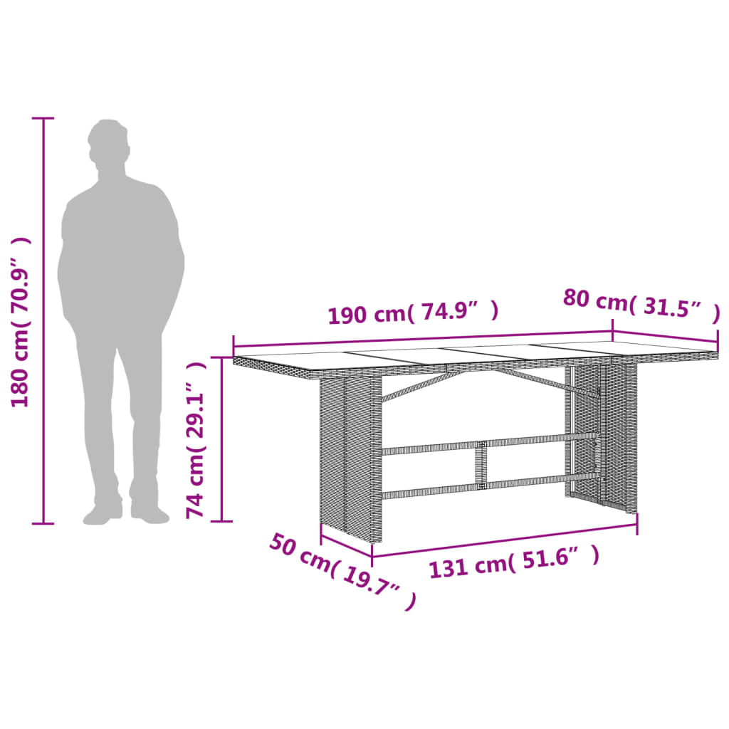 Set da Pranzo da Giardino 9 pz con Cuscini in Polyrattan Grigio | homemem39