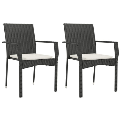 Set da Pranzo da Giardino 9 pz con Cuscini Nero in Polyrattan - homemem39