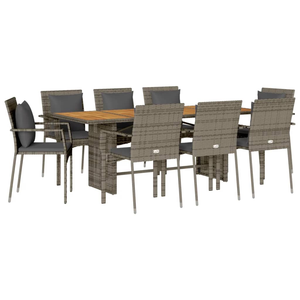 Set da Pranzo da Giardino 7 pz con Cuscini in Polyrattan Grigio | homemem39