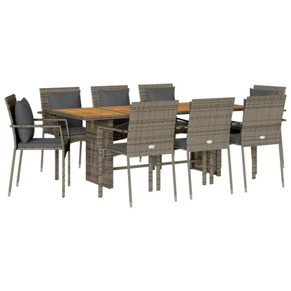 Set da Pranzo da Giardino 7 pz con Cuscini in Polyrattan Grigio | homemem39