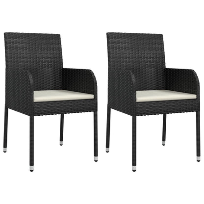 Set da Pranzo da Giardino 9 pz con Cuscini Nero in Polyrattan - homemem39