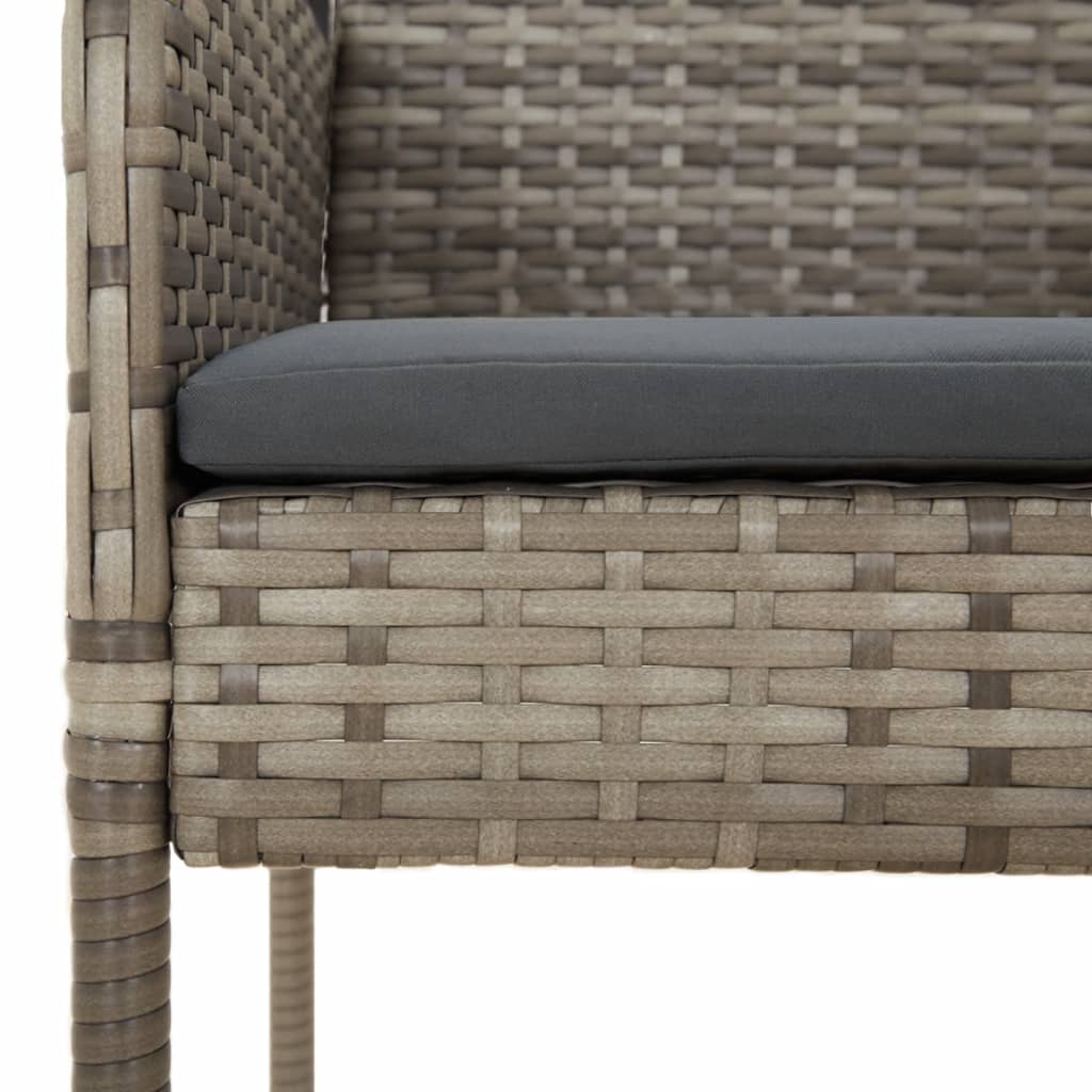Set da Pranzo da Giardino 7 pz con Cuscini in Polyrattan Grigio | homemem39
