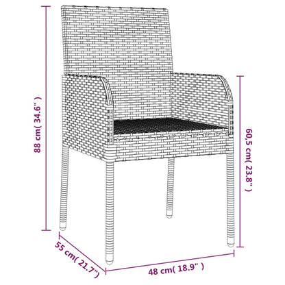 Set da Pranzo da Giardino 9 pz con Cuscini in Polyrattan Grigio | homemem39
