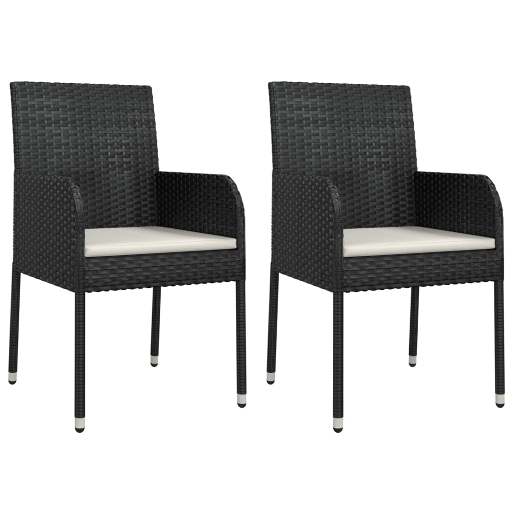 Set da Pranzo da Giardino 9 pz con Cuscini Nero in Polyrattan - homemem39