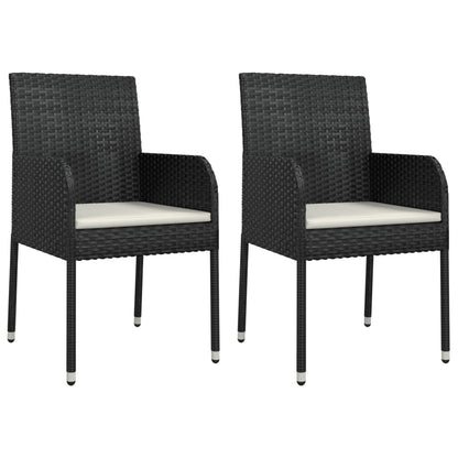 Set da Pranzo da Giardino 9 pz con Cuscini Nero in Polyrattan - homemem39