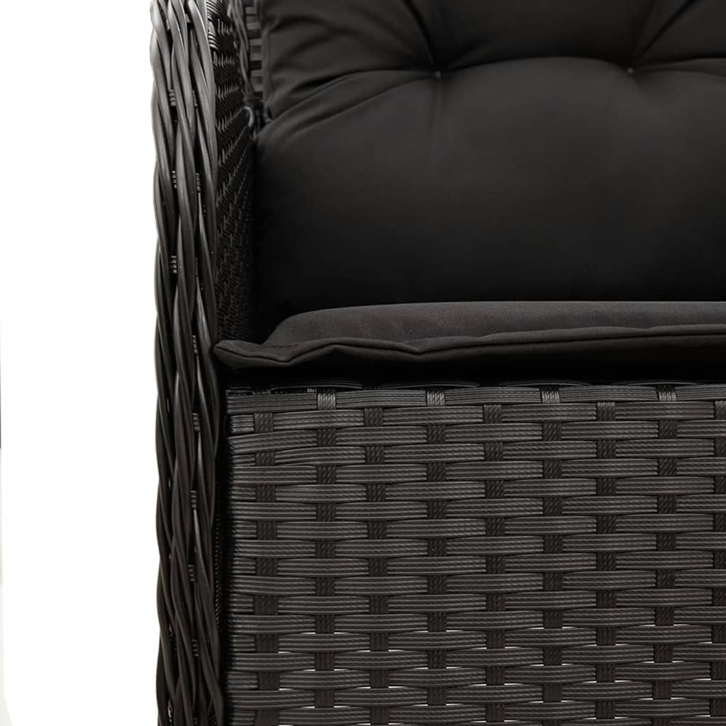 Set da Pranzo da Giardino 9 pz con Cuscini Nero in Polyrattan | homemem39
