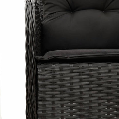 Set da Pranzo da Giardino 9 pz con Cuscini Nero in Polyrattan | homemem39