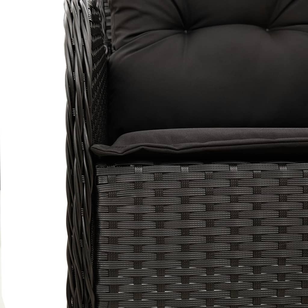 Set da Pranzo da Giardino 9 pz con Cuscini Nero in Polyrattan | homemem39