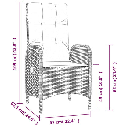Set da Pranzo da Giardino 9 pz con Cuscini Nero in Polyrattan | homemem39