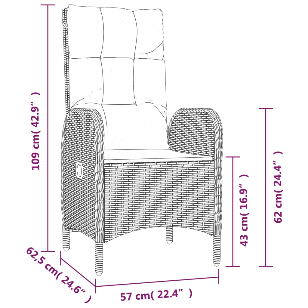 Set da Pranzo da Giardino 7 pz con Cuscini in Polyrattan Grigio | homemem39