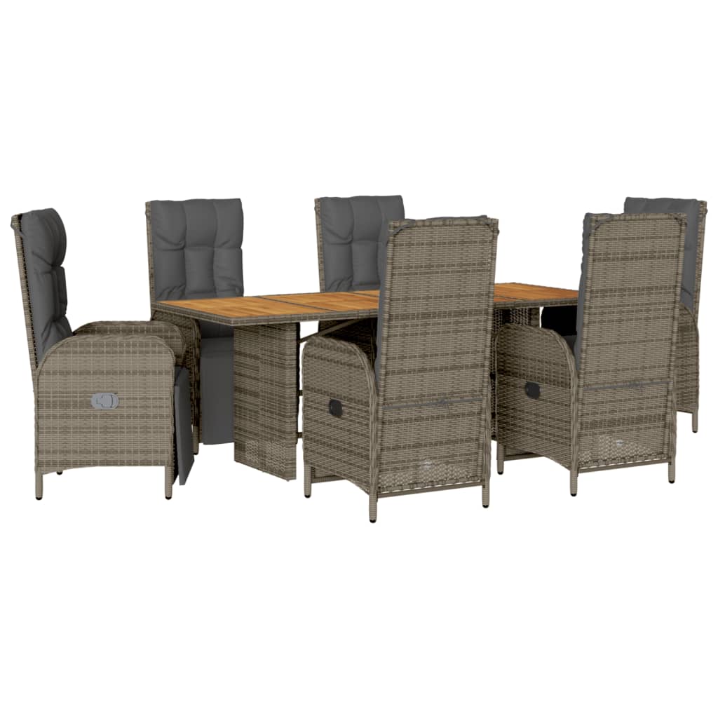 Set da Pranzo da Giardino 7 pz con Cuscini in Polyrattan Grigio | homemem39