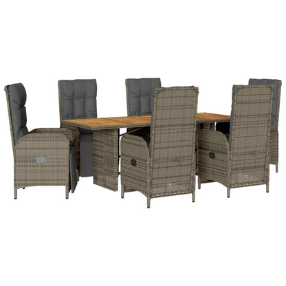 Set da Pranzo da Giardino 7 pz con Cuscini in Polyrattan Grigio | homemem39