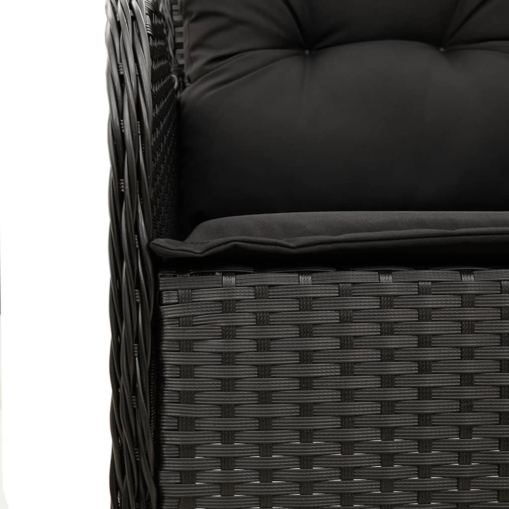 Set da Pranzo da Giardino 9 pz con Cuscini Nero in Polyrattan | homemem39