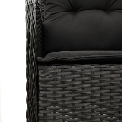 Set da Pranzo da Giardino 9 pz con Cuscini Nero in Polyrattan | homemem39